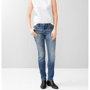 Gap1969 Resolution Slim Straight Jeans Women's Size 27L Blue Distressed Denim